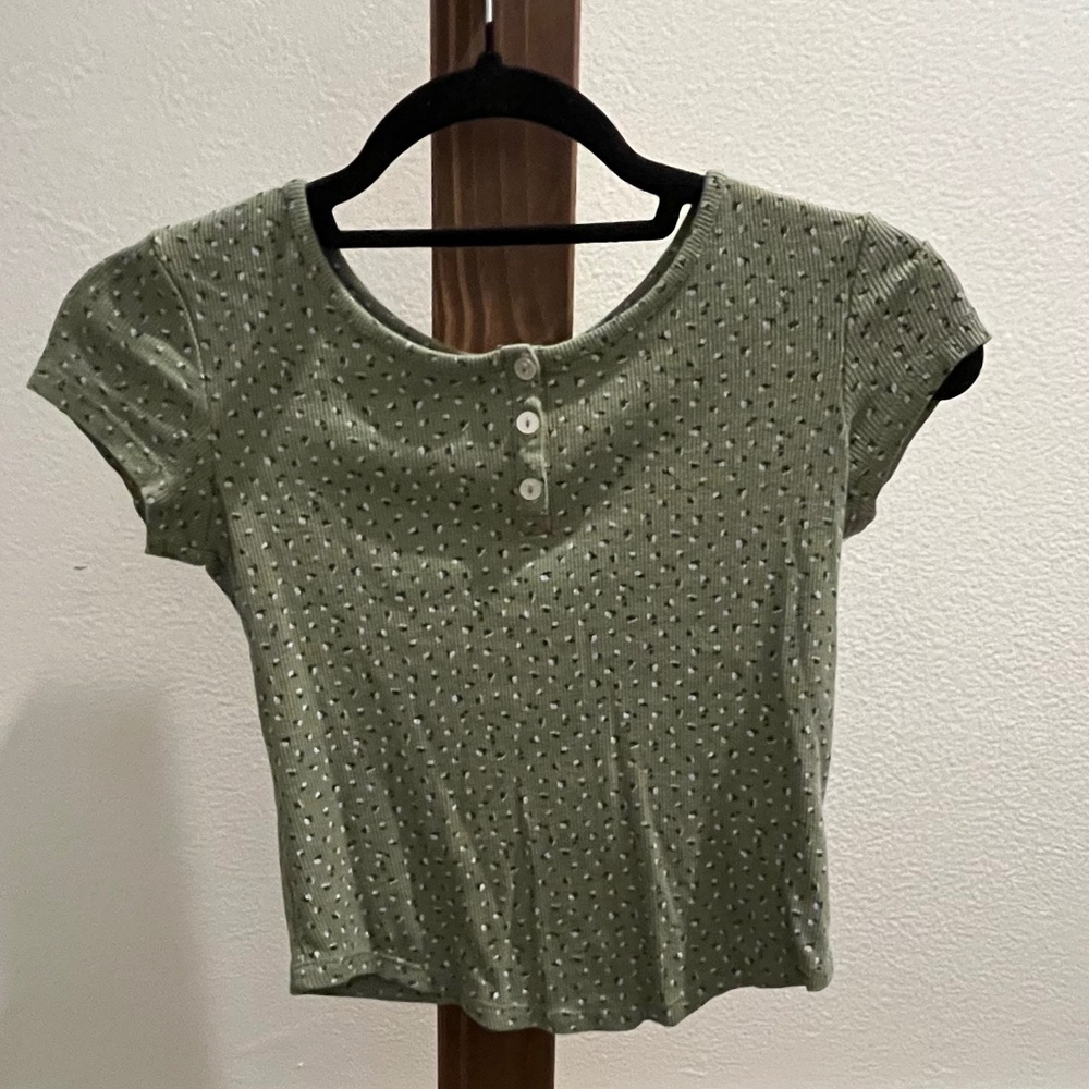 Green shirt with flowers
